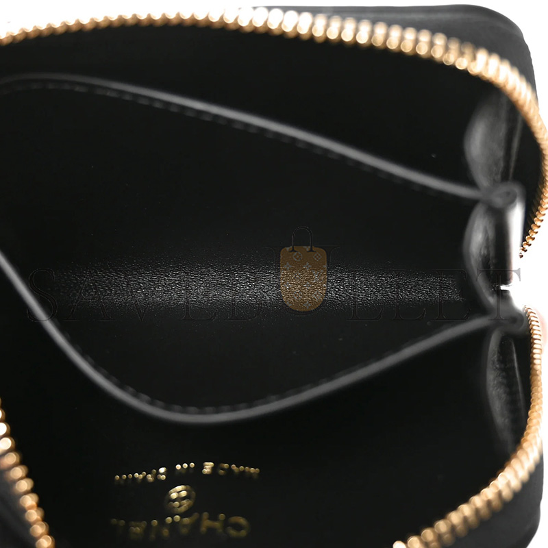 CHANEL CALFSKIN LIZARD EMBOSSED CROCOCO COIN PURSE BLACK AP5189 (11*8.5*4.5m)